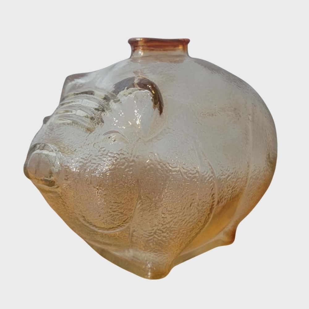 Vintage Anchor Hocking Marigold Carnival Glass Pig Piggy Coin Bank 4 1/2"
